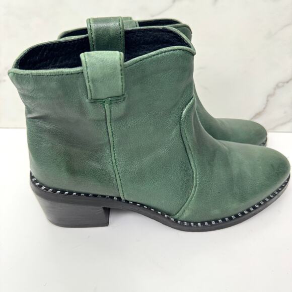 Jeffrey Campbell Womens Konda Ankle Boot Booties Size 7 Leather Western Green - Picture 2 of 10
